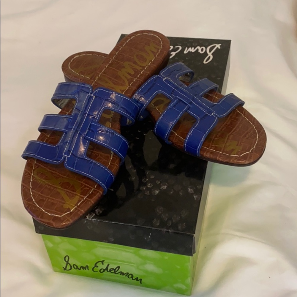 Sam Edelman Royal Blue Crocodile Sandals